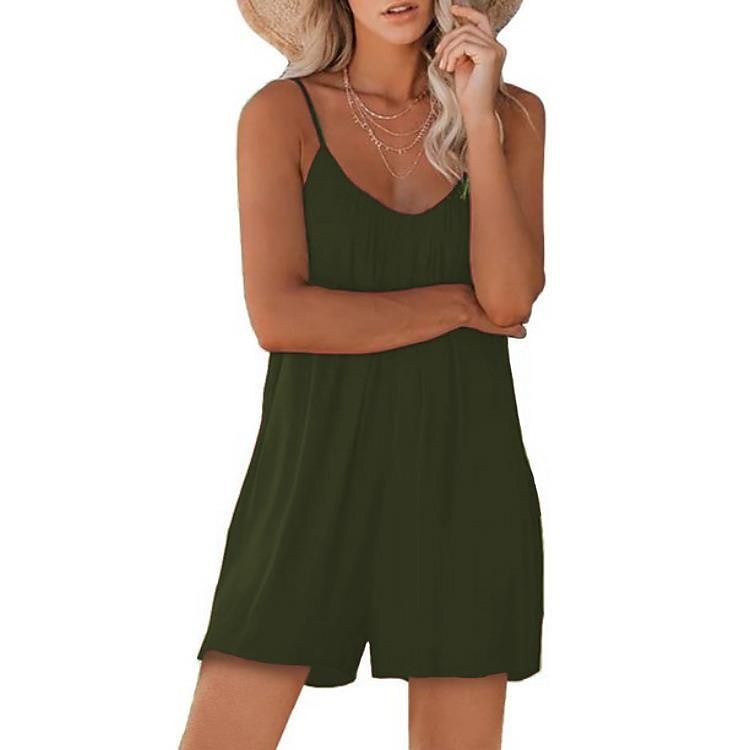 Per donna Taglie UE / USA Tute Streetwear Tinta unita Senza maniche Corpetti Pantaloncini larghi Stondata Collage Casual / quotidiano Morbido Nero Verde militare Rosso Estate del 2025 a $21.99 –P2