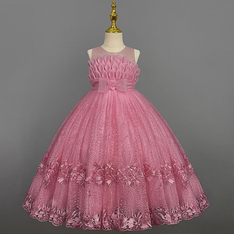 Enfants Fille Robe de demoiselle d'honneur Robe Couleur Pleine Sans Manches Utilisation Mariage Soirée Princesse Doux Coton Maxi Robe de princesse rose Robe Trapèze Robe de demoiselle d'honneur Et de 2025 ? $48.99 –P10