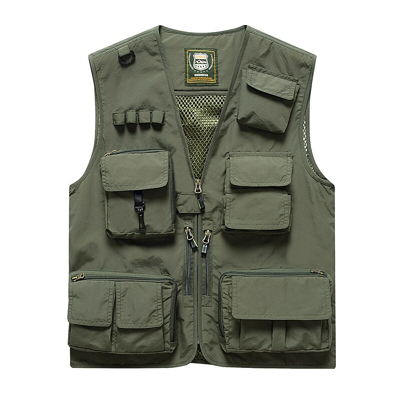 Herr Väst Gilet Fiskeväst Vandringsväst Ärmlös väst Gilet Jacka Utomhus Gata Helgdag Dagliga kläder Streetwear Elegant och modernt Sommar Vår Ficka Polyester Andningsfunktion Snabb tork Ren färg 2026 - $39.99 –P12