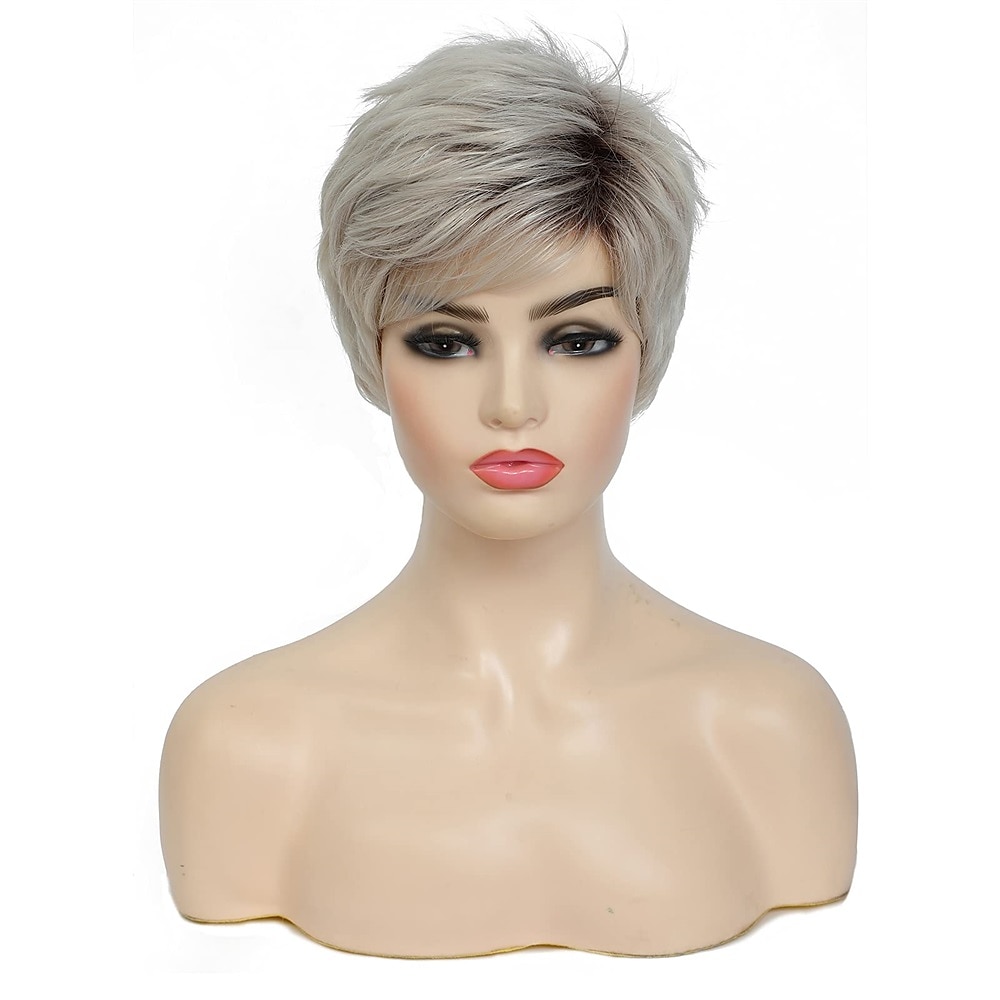 dominique mcelligott parykk korte blonde parykker for hvite kvinner naturlig krøllete bølget blondt hår syntetiske korte parykker julefest parykker 2026 - $24.99 –P9