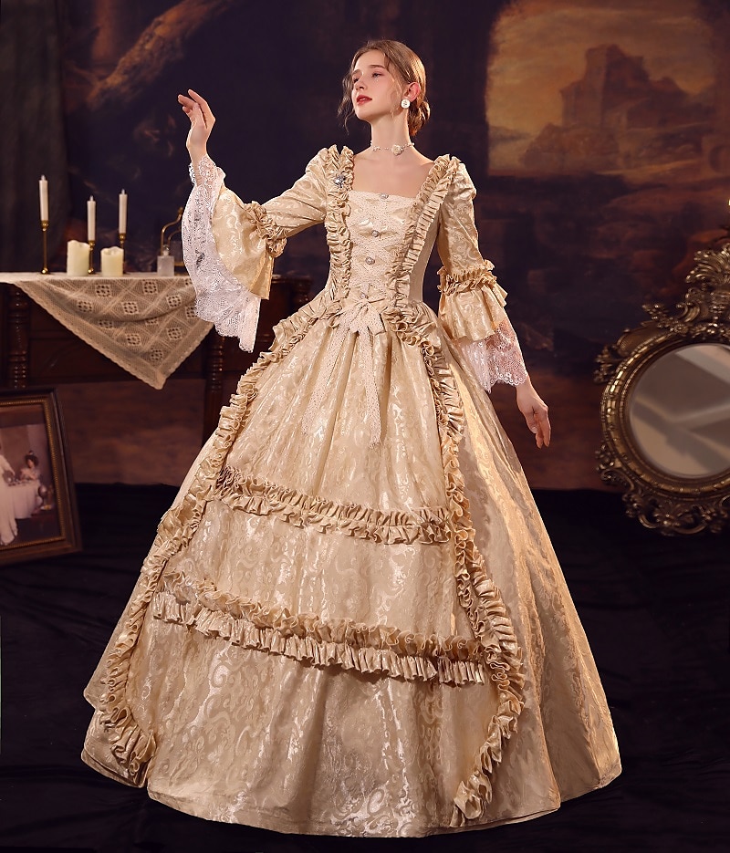 Princess Shakespeare Plus Size Gothic Rococo Vintage Inspired Medieval Party Costume Masquerade Women's Costume Vintage Cosplay Wedding Party 3/4-Length Sleeve Ball Gown Christmas 2025 - $203.49 –P2