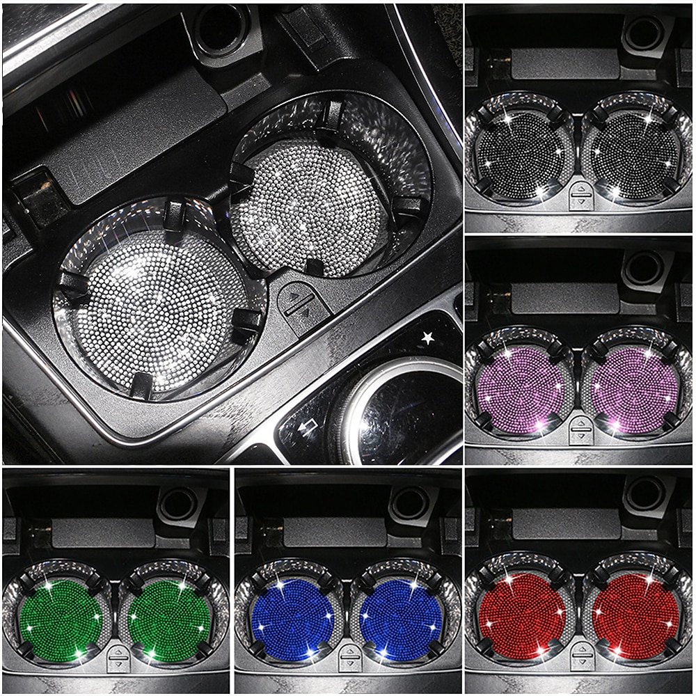 2pcs Bling Car Cup Holder Coaster 2.75 inch Anti-Slip Shockproof Universal Fashion Vehicle Car Coasters Insert Bling Rhinestone Auto Automotive Interior Accessories for Women 2025 - $11.99 –P9