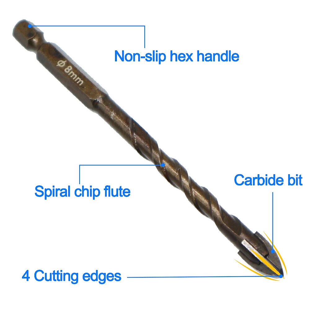 Cross Hexagon Tile Glass Cement Metal Ceramic Wood Plastic Hole Saw Triangle Alloy Drill Bit Size  6mm 8mm 10mm 12mm 2025 - $7.99 –P8
