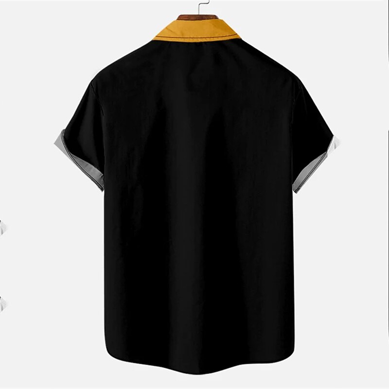 Per uomo Camicia Camicia estiva Camicia con bottoni Camicia da bowling Nero+Bianco+Verde militare Giallo Blu Rosso Grigio Manica corta Color Block Collo ripiegabile Con stampe Giornaliero Per eventi del 2025 a $17.49 –P4