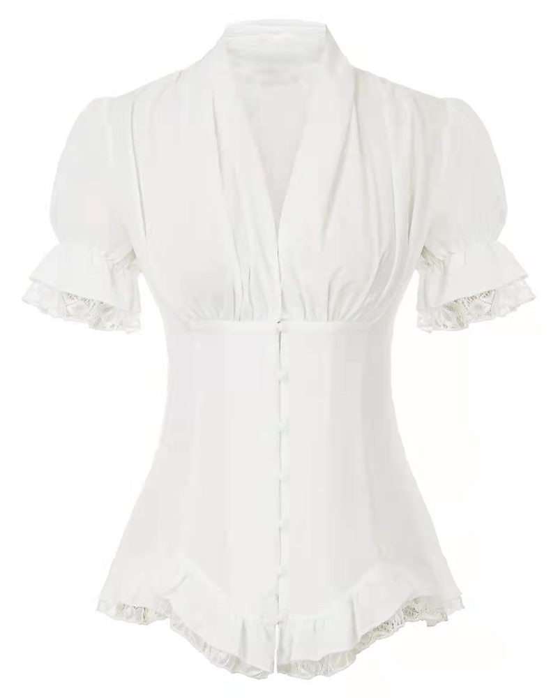 Rokokoo Viktoriaaninen Keskiaika Pusero / hame Korsetti Viikinki Maria Antonietta Haltia Pitsi Naamiaispuku Naisten Merirosvo Kuninkaallinen Steampunk Halloween Karnevaali Naamiaiset Suoritus 2026 - $26.99 –P4