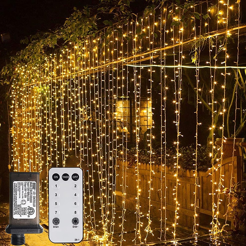 2025年 屋外クリスマスウィンドウライト 3x3m-300led プラグイン 8 モードカーテンライト 9 色リモートコントロールウィンドウ壁掛けライト クリスマスの装飾のための暖かい白 rgb 寝室の結婚式のパーティーガーデン屋内 コレクション – $38.99 –P1