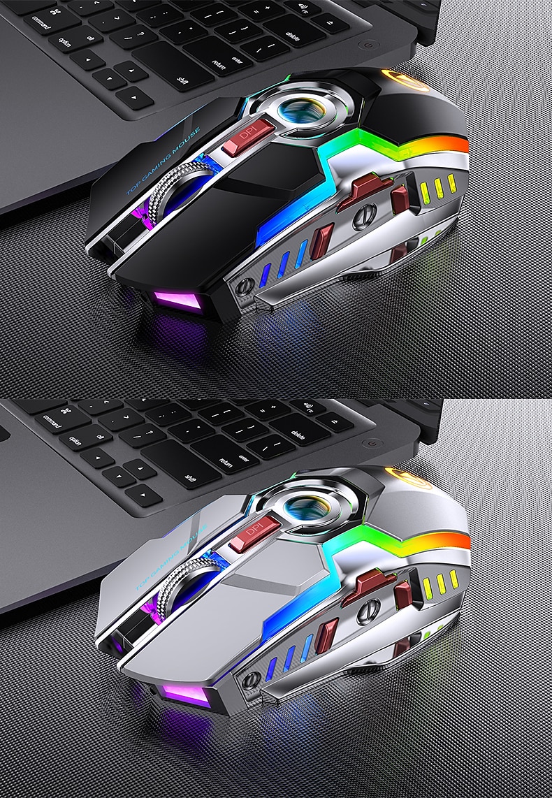 A5 rechargeable wireless mouse gaming RGB luminous mute silent colorful computer gaming mouse 2025 - $43.99 –P10