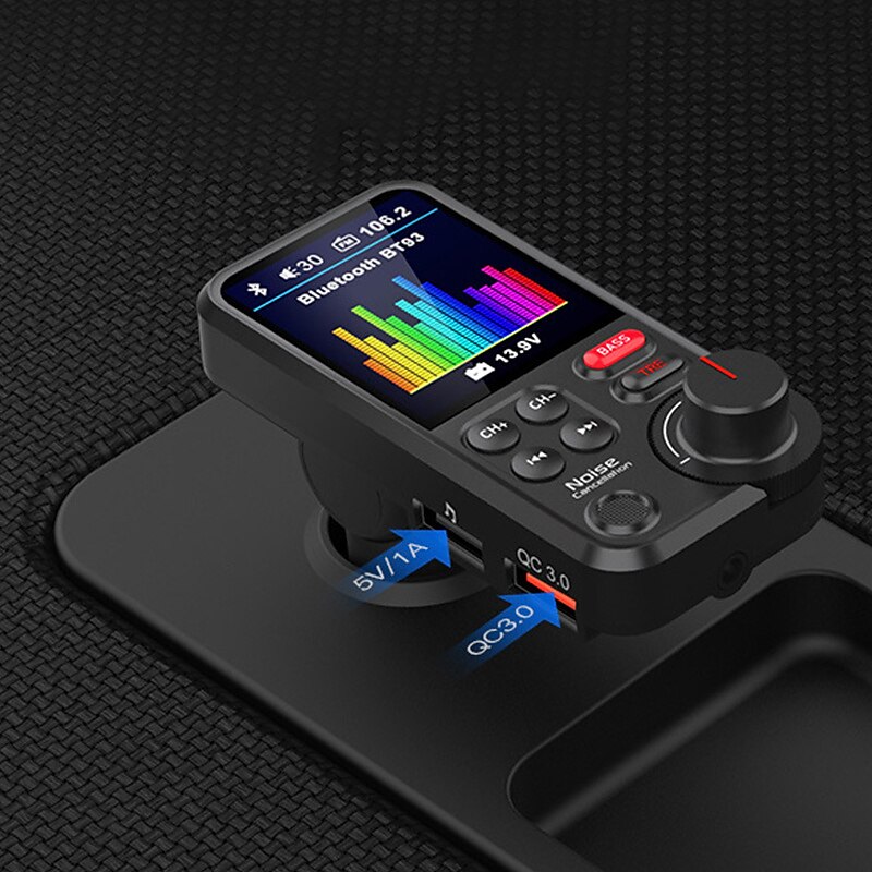 BT93 Wireless Car Bluetooth FM Transmitter Aux Supports QC3.0 Charging Treble And Bass Sound Music Player Handsfree Bluetooth Car Kit Fast Charger 2025 - $54.99 –P10