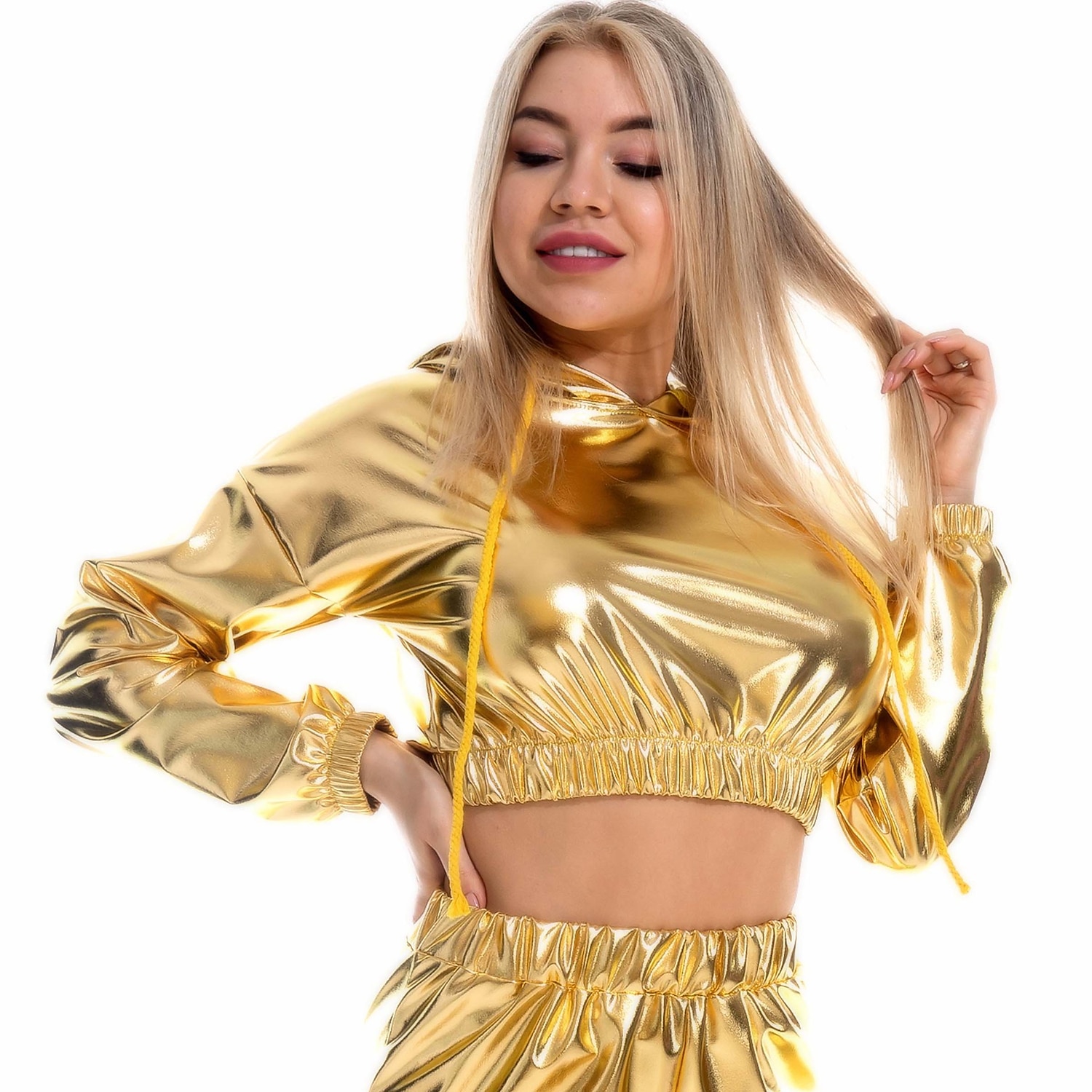 Hip-Hop Lucido Anni '80 Mascherata Felpa con cappuccio Ragazze piccanti Top corto Per donna Costume di Carnevale Carnevale Mascherata Addio al Nubilato Parata dell'Orgoglio Mese dell'orgoglio Felpa del 2025 a $30.99 –P3