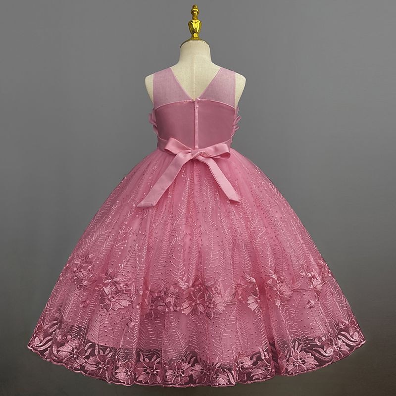 Enfants Fille Robe de demoiselle d'honneur Robe Couleur Pleine Sans Manches Utilisation Mariage Soirée Princesse Doux Coton Maxi Robe de princesse rose Robe Trapèze Robe de demoiselle d'honneur Et de 2025 ? $48.99 –P11