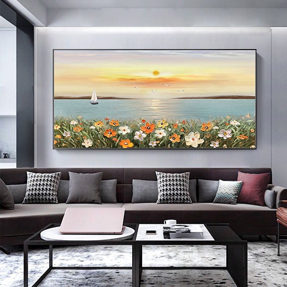 Mintura hecho a mano textura gruesa flores paisaje pintura al óleo sobre lienzo arte de la pared decoración cuadro abstracto moderno para la decoración del hogar enrollado sin marco pintura sin 2025 - $77.99 –P4