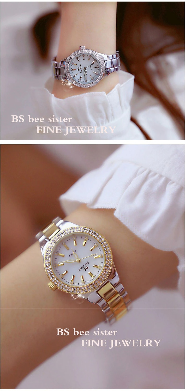 Quartz Ladies Wrist Watches Gift for women Dress Gold Crystal Diamond Watches Analog Quartz Luxury Stainless Steel Silver Clock 2026 - $33.39 –P3