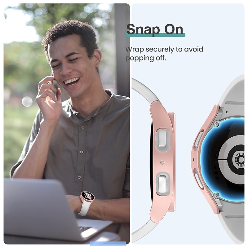 2025年 【4+4パック】 スクリーンプロテクター付き時計ケース と互換性があります Samsung Galaxy Watch 5 40mm / Watch 5 44mm / ウォッチ440mm / 時計444mm 傷つきにくい 頑丈 バンパーフルカバー 強化ガラス / ハードPC 腕時計 カバー  コレクション – $12.99 –P4