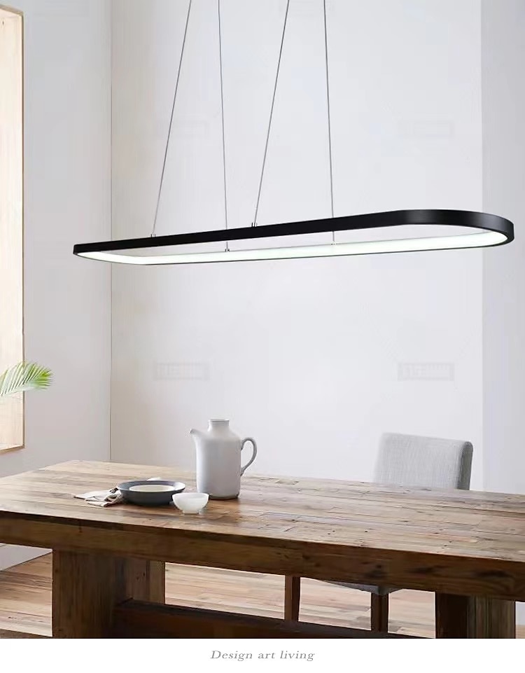 Lampada a sospensione a led 1 luce 70c/90m 40w design ovale rettangolo alluminio finiture verniciate nere lampada moderna per sala da pranzo ristorante bar 110-240v solo dimmerabile con telecomando del 2025 a $140.99 –P6
