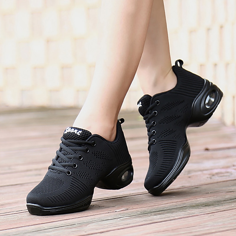 ademende mesh danssneakers voor dames met vetersluiting en luchtkussenzolen – perfect voor zumba-, jazz- en fitnesstrainingen 2025 - $34.99 –P2