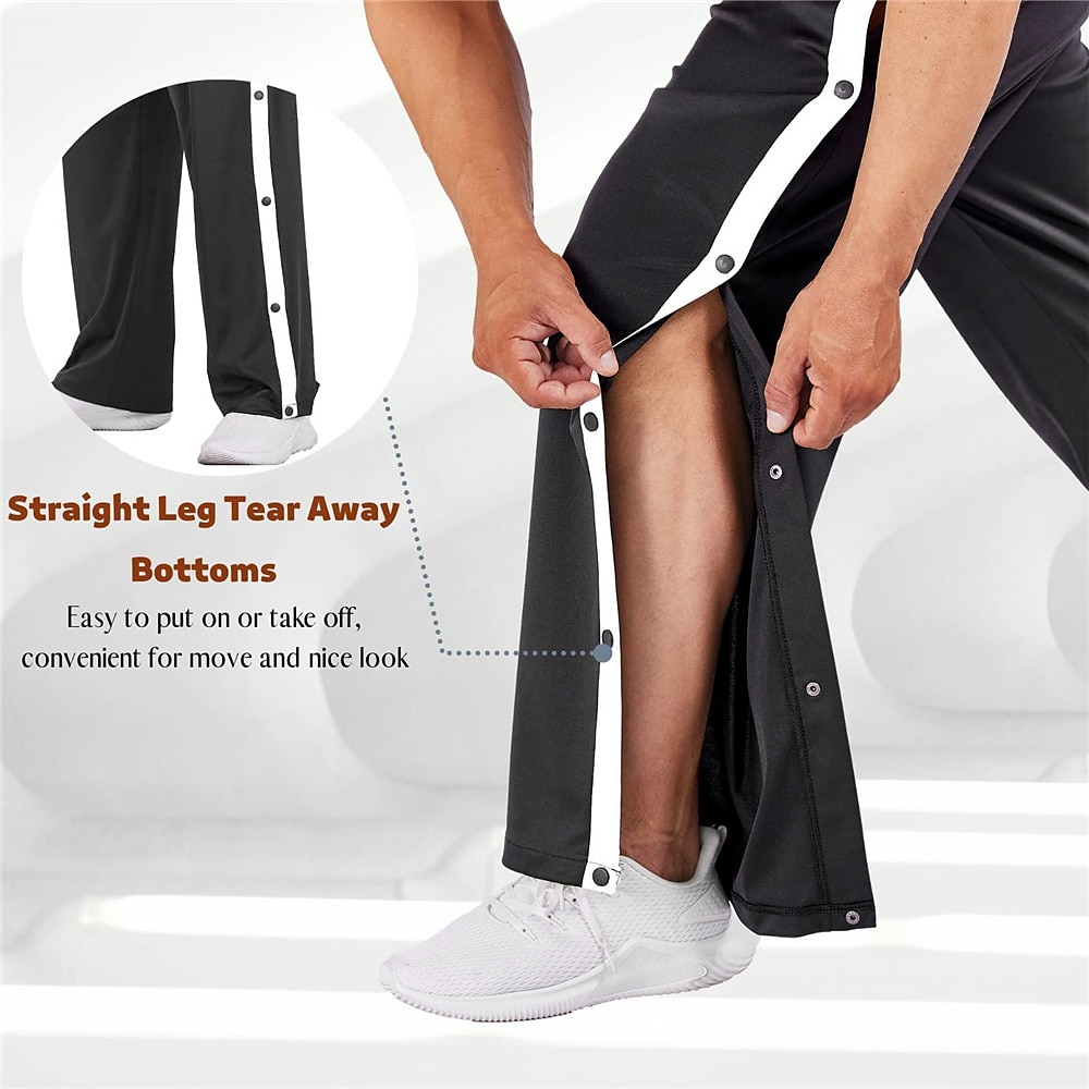 Fashion Men's Loose Fit Tear-Away Pants Snap Button Sports Basketball  Sweatpants @ Best Price Online