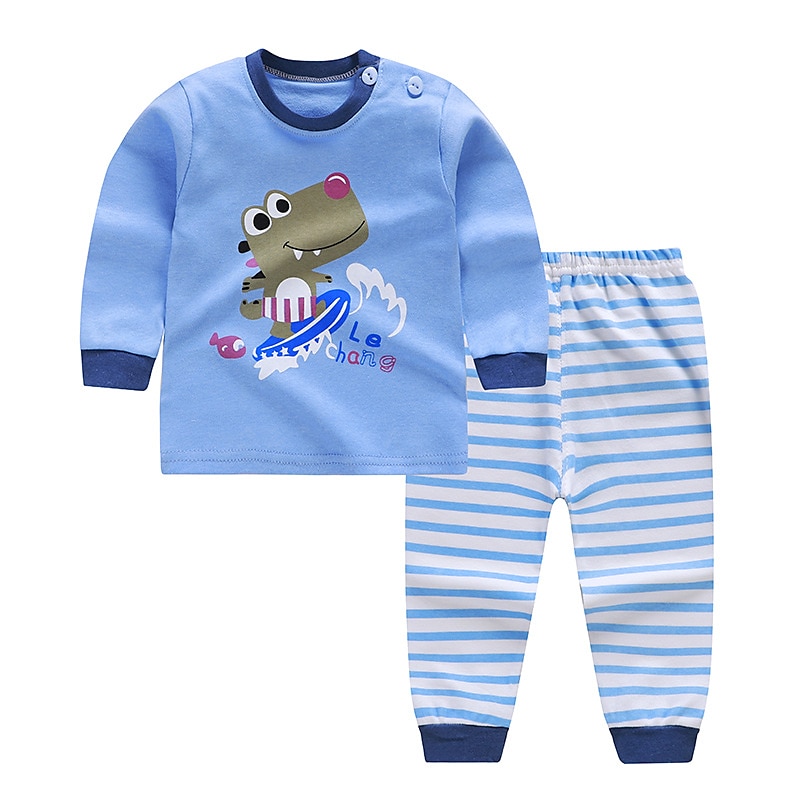 unisex hoodie för barn & byxa kläder set 2 delar långärmad mörkblå tecknad djur bomull ledig komfort 2-6 år 2025 - $22.99 –P5