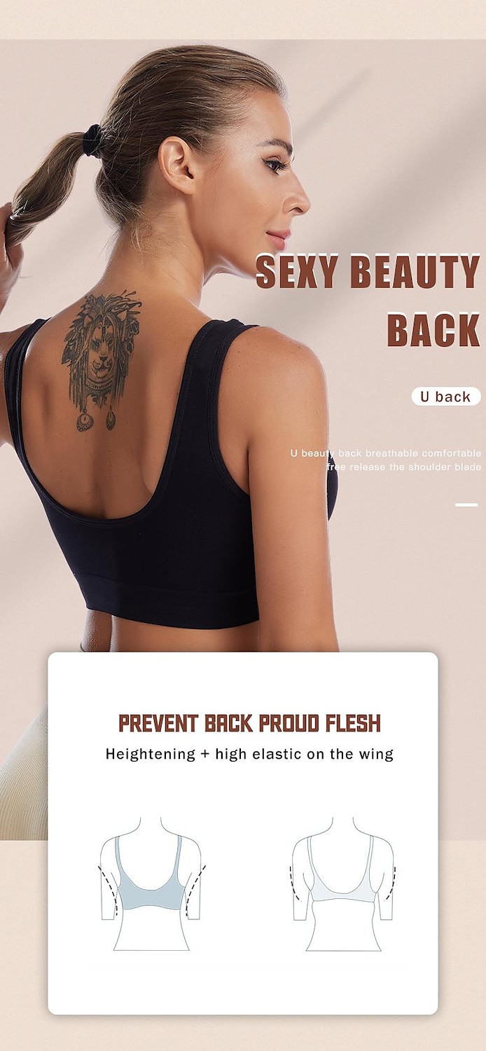 roupa íntima feminina plus size profundo u confortável beleza costas colete de ioga com almofadas sem anel de aço sutiã esportivo à prova de choque roupas para casa de 2025 por $9.49 –P12