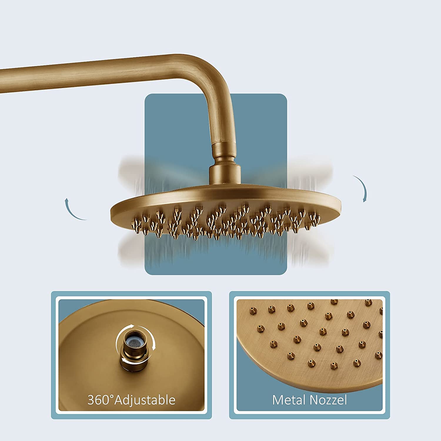 set di rubinetti per sistema doccia 8 "soffione dorato, kit combinato stile vintage a pioggia con doccetta a mano a parete, montaggio esterno in ottone antico country rubinetteria per vasca da bagno con valvola in ceramica del 2025 a $307.79 –P1