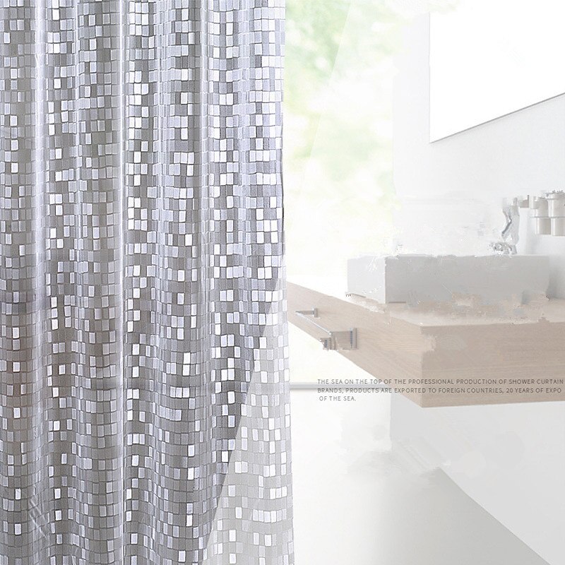 Cortina de Ducha de Baño PVC Impermeable 180cm*180cm(70"*70") Clara de Piedra Angular Transparente Resistente con 12 Ojetes Ganchos de Plástico para Baño 2025 - $18.49 –P6