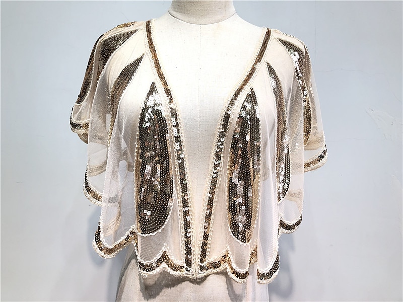 Bolero scintillante degli anni '20 scialli da donna coprispalle vintage senza maniche con paillettes per feste matrimoni e ospiti primavera estate autunno per fare colpo del 2025 a $14.99 –P5