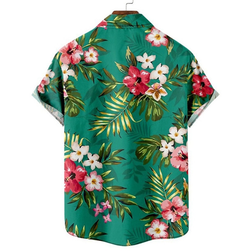 Herr Blommig Leopard Landskap Skjorta Hawaii skjorta Aloha skjorta Kort ärm Skjorta Nedvikt Mode Designer Ledigt Utomhus Gata Ledigt Vit Gul Marinblå 3D-tryck S M L 2025 - $24.99 –P5