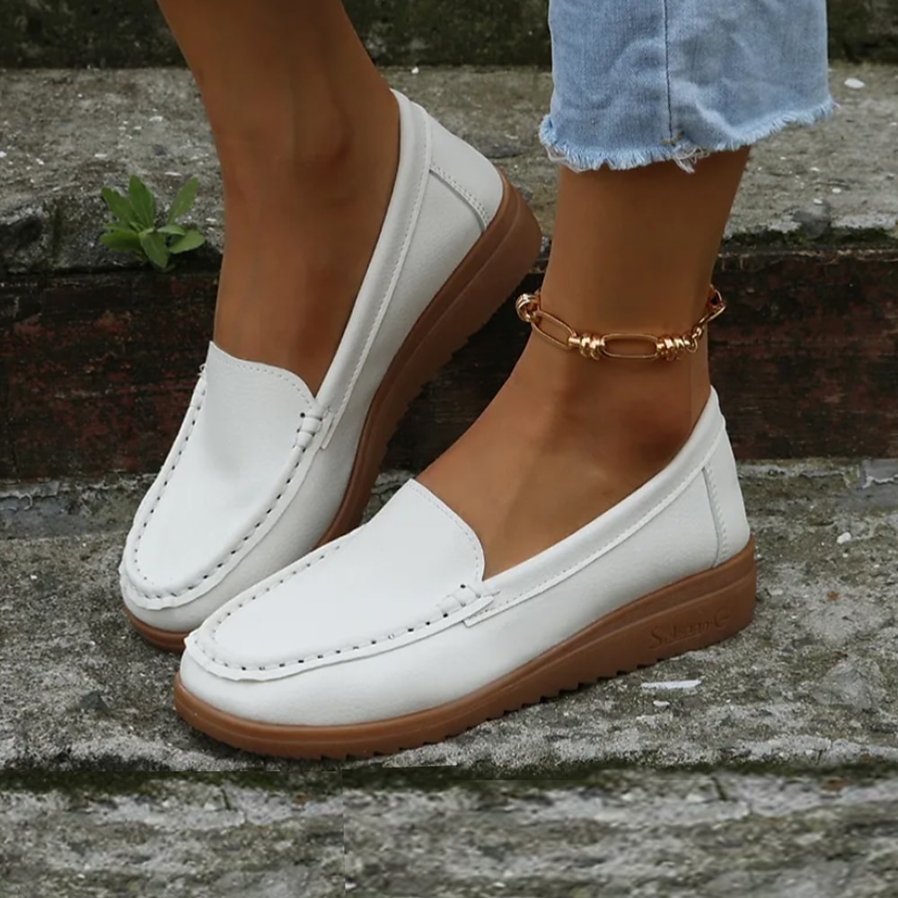 Women's Orange Faux Leather Loafers – Slip-On Moccasin Flats with Cushioned Sole for Casual Wear, Walking, and Daily Commute 2025 - $26.99 –P2