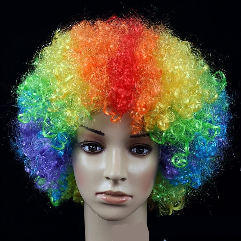 karneváli parókák molett yaki afro göndör bob paróka közepes hosszúságú barna szintetikus haj férfi nő gyerekek aranyos cosplay piros színű karneváli parókák halloween parókák 2025 - $14.49 –P16