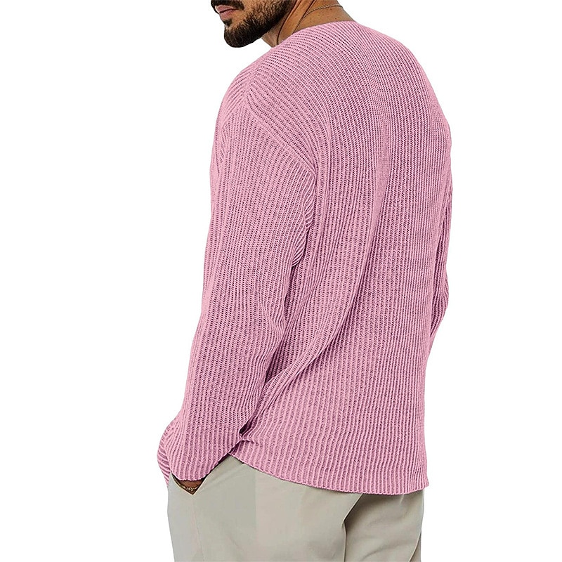 Men's Christmas Jumper Christmas Sweaters Sweater Holiday sweater Pullover Sweater Jumper Ribbed Knit Knitted V Neck Going out Weekend Clothing Apparel Fall Winter Black Pink M L XL 2026 - $32.99 –P4