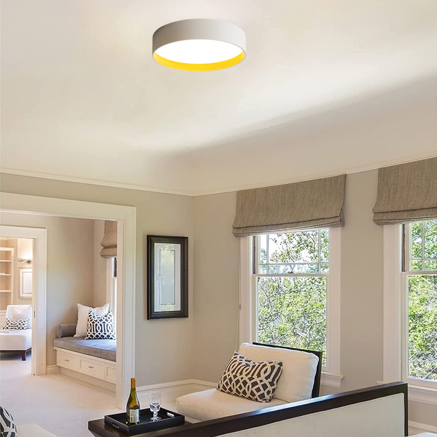 eingebettete Deckenleuchte 15,6/19,5 Zoll LED-Deckenleuchte mattschwarz interne goldfarbene Holzmaserung Innenbeleuchtung Deckenleuchte geeignet für Schlafzimmer und Korridor AC220V 2025 - $181.99 –P5