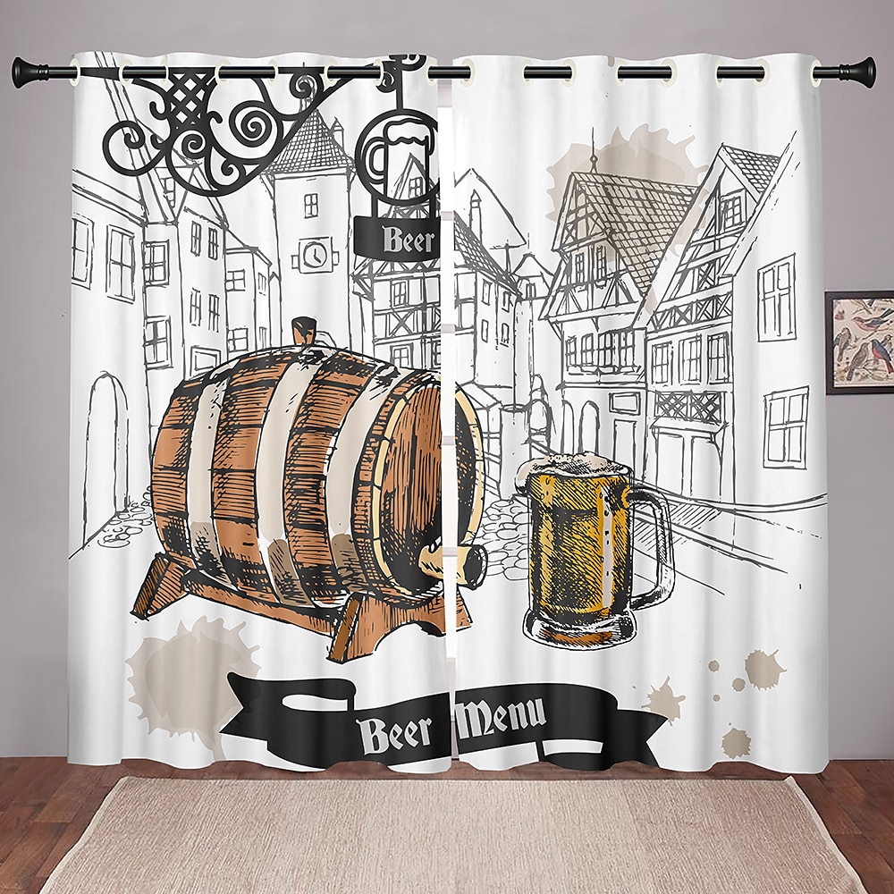 2 paneles szett sötétítő függöny oktoberfest design hőszigetelt függöny hálószobába nappali modern átvezetéses ablakfüggöny függönyfüggöny 2025 - $45.99 –P3