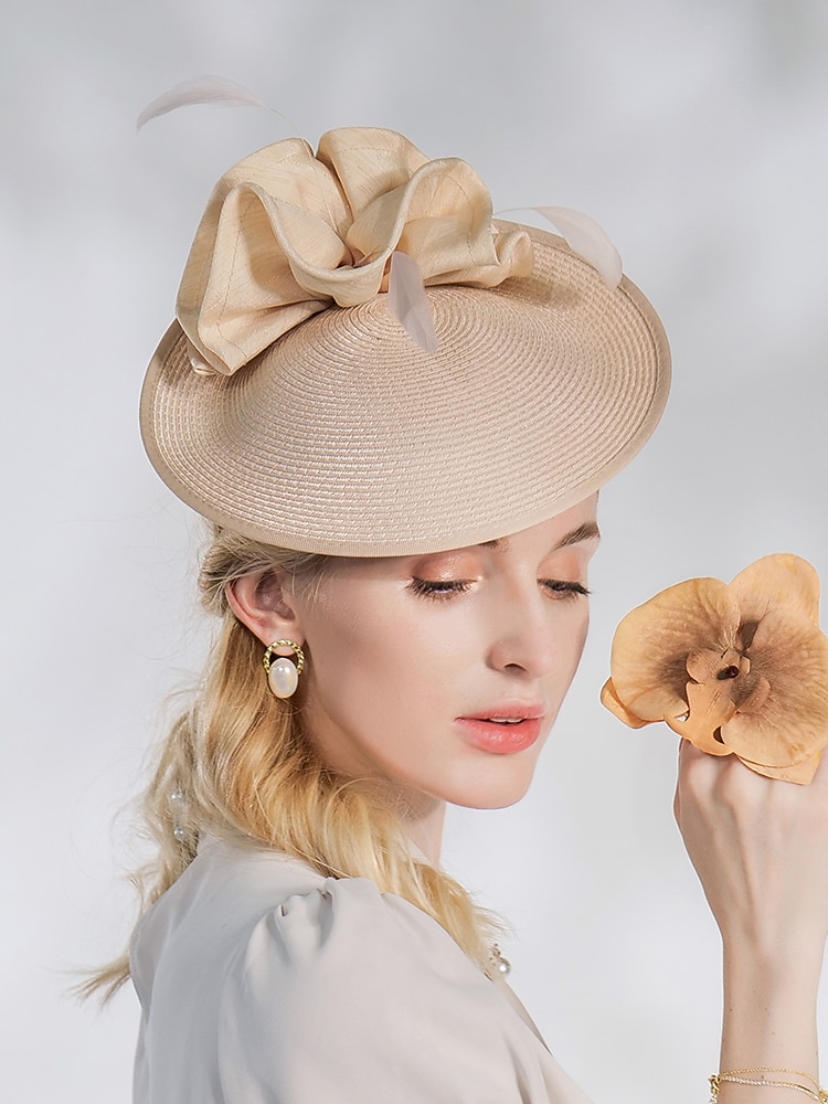 шляпа дерби в стиле Кентукки, элегантные пасторальные повязки на голову из абаки с рюшами/вечерний/чаепитие/головной убор с чашкой Мельбурна 2026 - $32.99 –P5