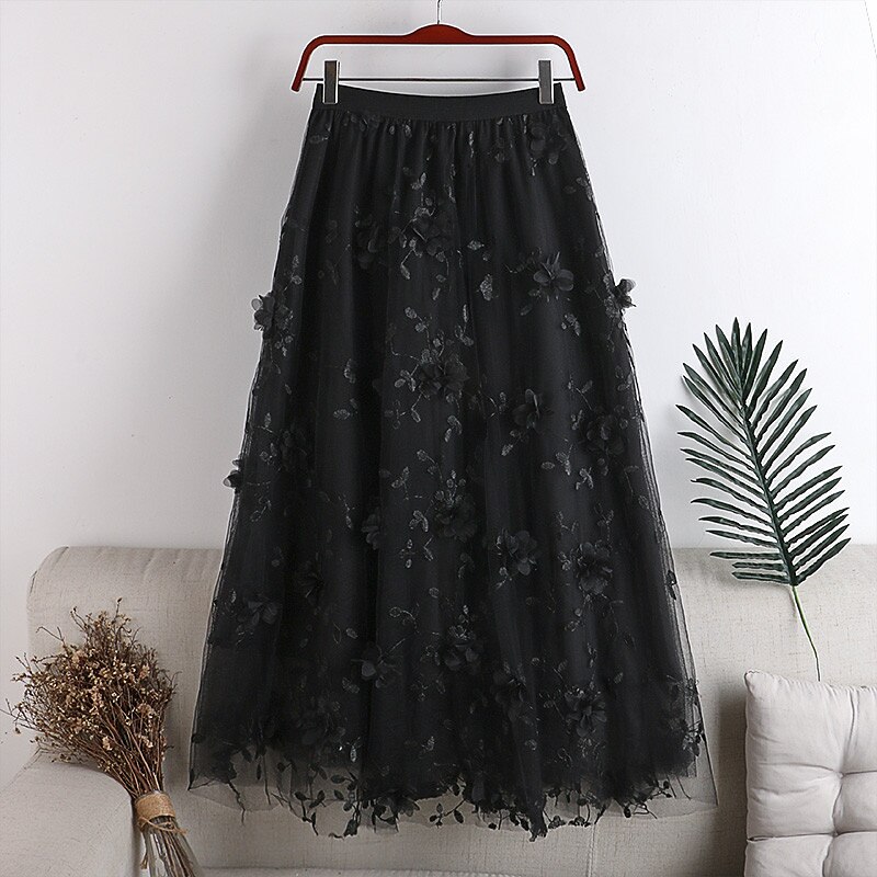 Per donna Gonna Altalena a dondolo Gonne da lavoro Gonna lunga Medio Gonne Pizzo Con ricami Multistrato Tinta unita Ufficio / Business Giornaliero Primavera & Autunno Poliestere Elegante Lungo Estate del 2025 a $29.99 –P1
