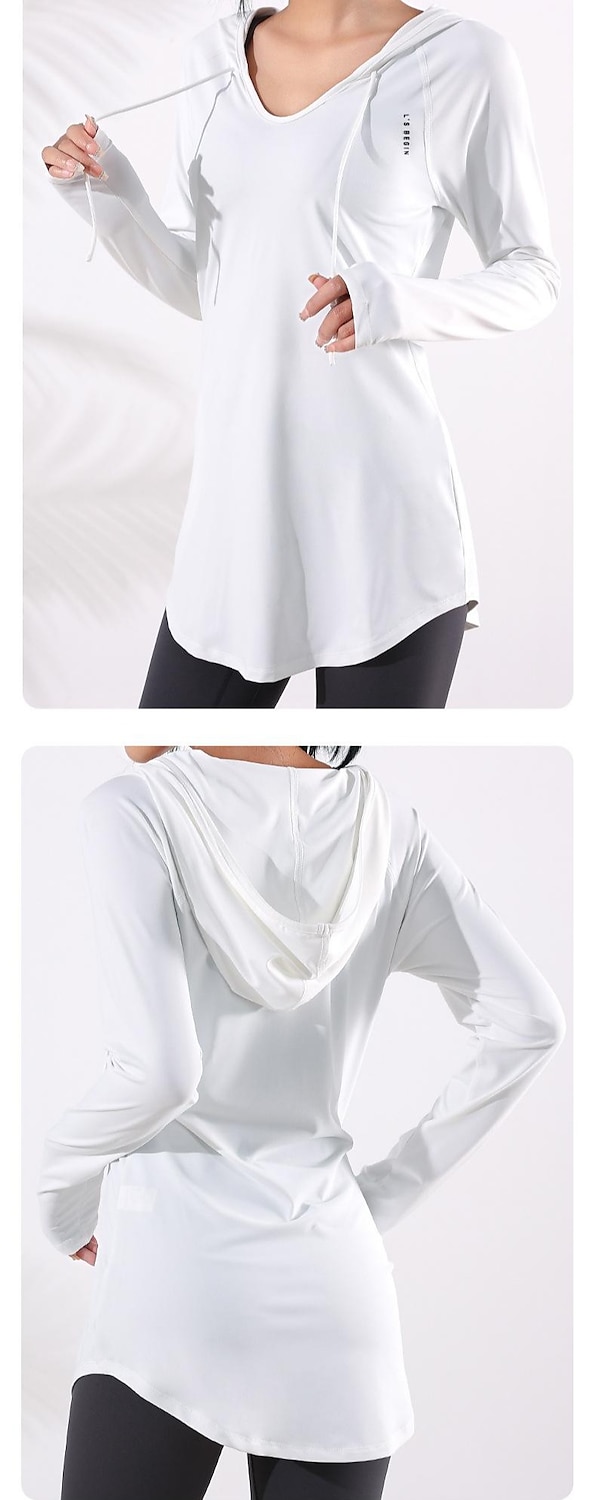 قمصان يوجا نسائية بمقاسات كبيرة بغطاء للرأس وفتحة رقبة على شكل حرف v سترة رياضية رقيقة فضفاضة ملابس خارجية لليوجا واللياقة البدنية والصالة الرياضية ملابس شتوية بأكمام طويلة 2025 - $32.99 –P6