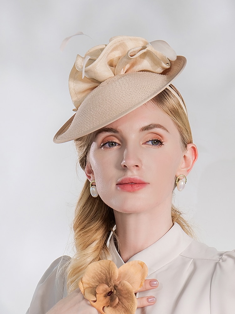 шляпа дерби в стиле Кентукки, элегантные пасторальные повязки на голову из абаки с рюшами/вечерний/чаепитие/головной убор с чашкой Мельбурна 2026 - $32.99 –P8