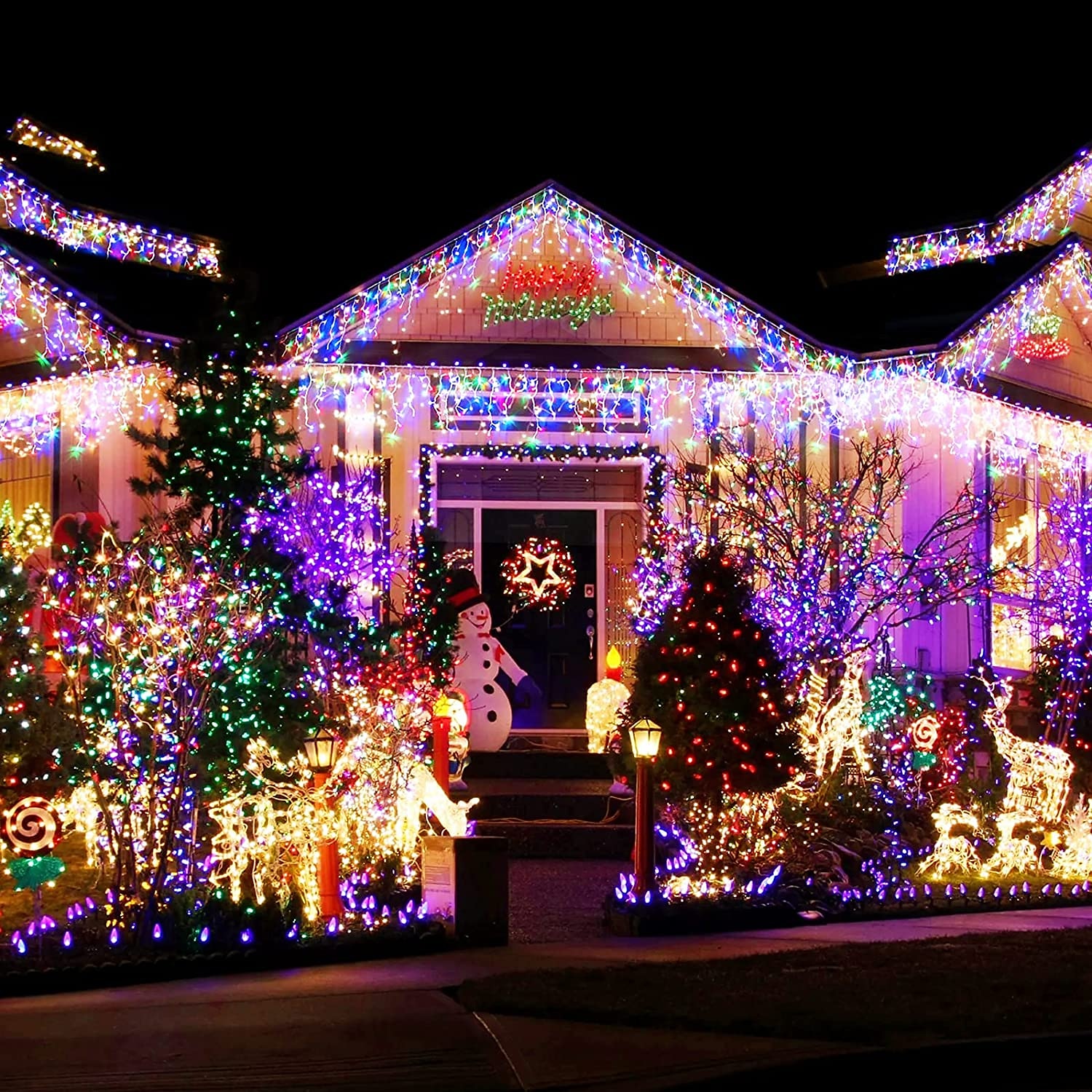 karácsonyi jégcsap fények kültéri dekoráció 10m 400 led 8 szín 8 mód vízálló meleg fehér fehér rgb 80 csepp karácsonyi eu dugj us plug uk plug au plug 2025 - $56.99 –P6
