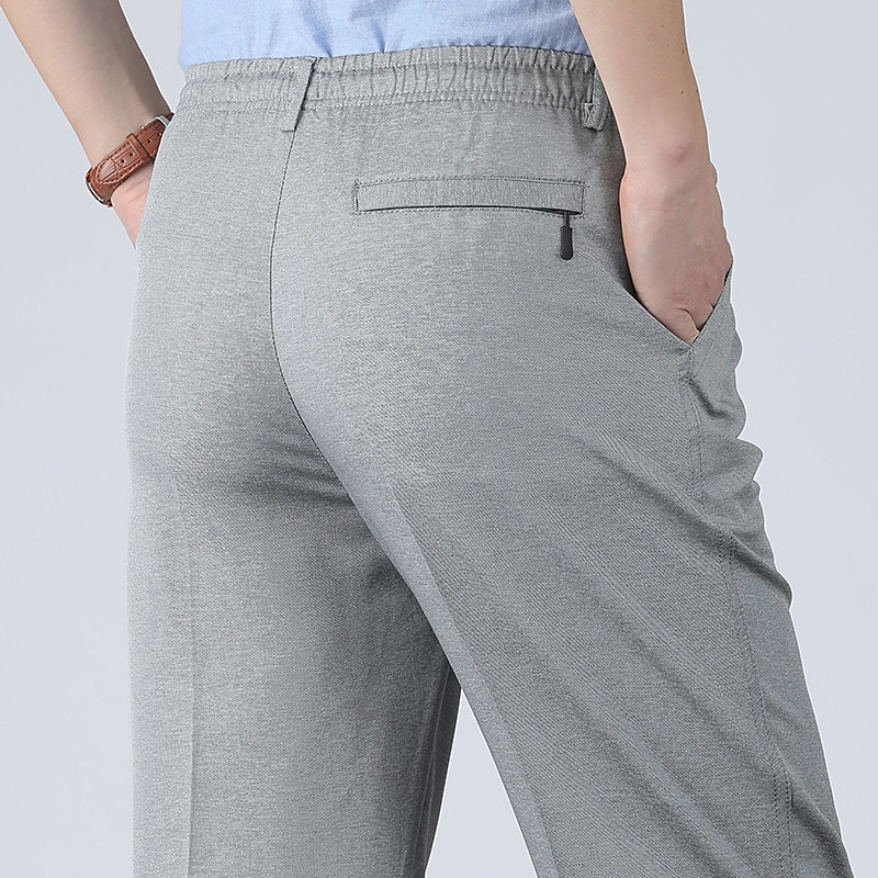 Herren Anzughosen Hose Hosen Chinesisch Chino Elastische Taille Glatt Komfort Atmungsaktiv Hochzeit Geschäft Casual Modisch Klassisch Schwarz Staubiges Blau Hoher Taillenbund elastisch 2025 - $16.49 –P10