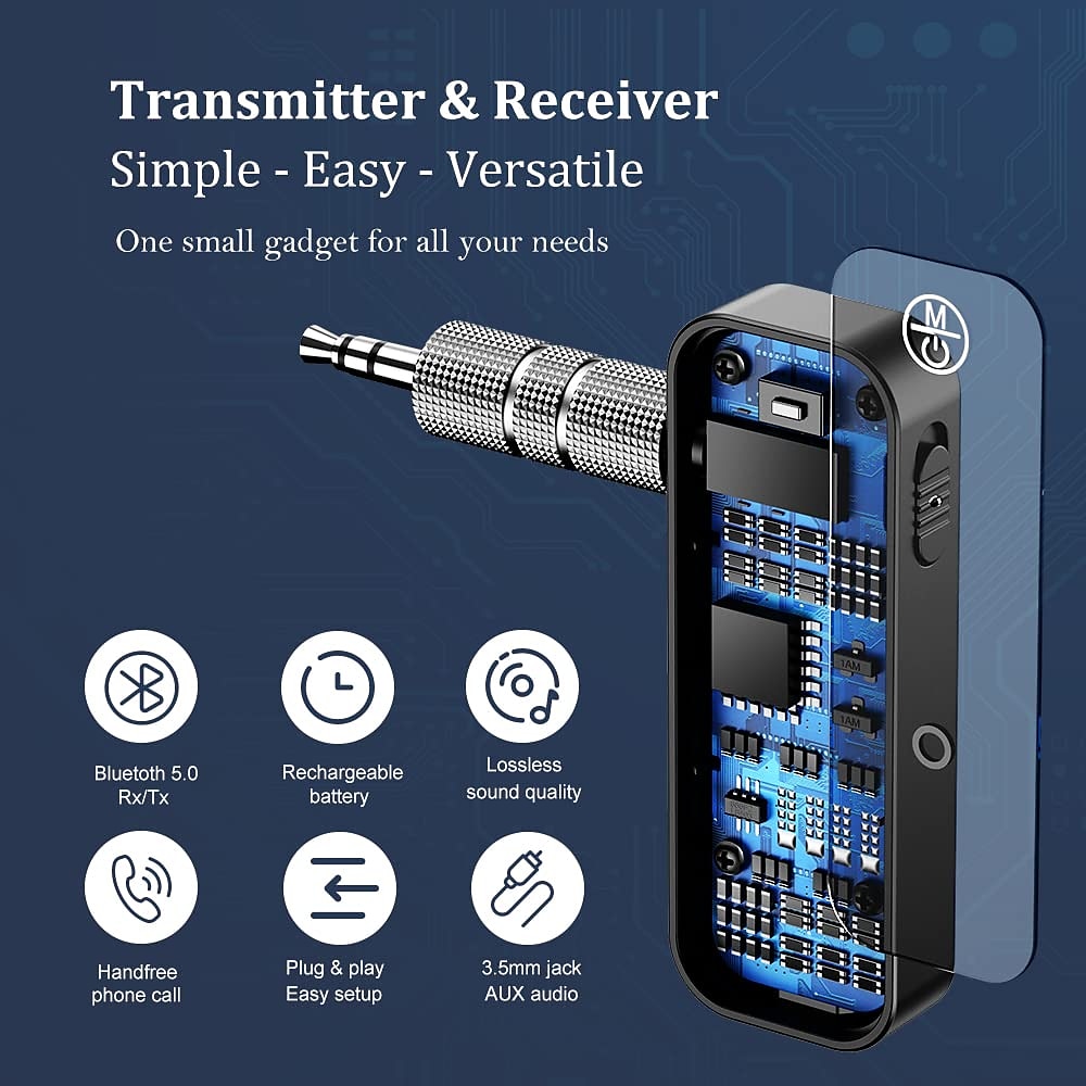 Bluetooth 5.0 Adapter 3.5mm Jack Auxiliary Dongle 2 in 1 Wireless Transmitter/Receiver for TV Audio Projector PC Headphones Car 2025 - $21.99 –P1