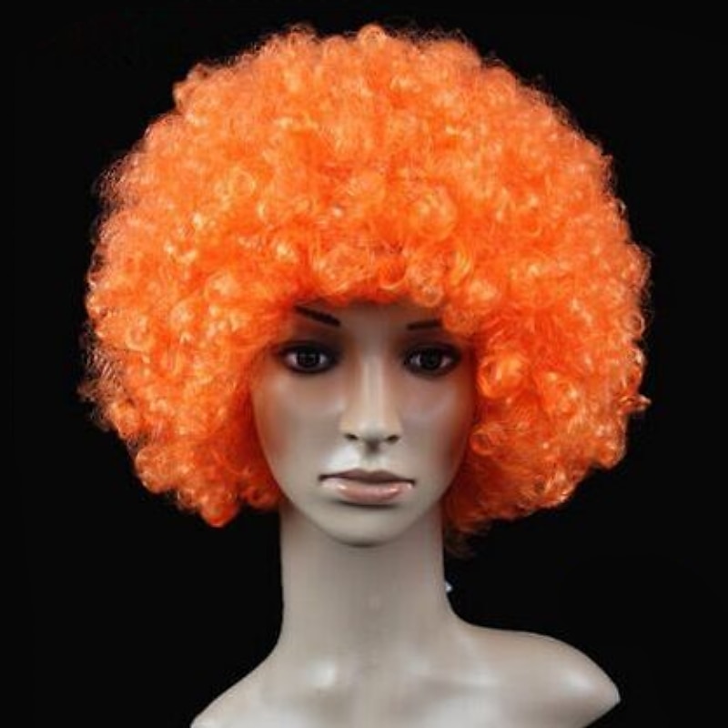 karneváli parókák molett yaki afro göndör bob paróka közepes hosszúságú barna szintetikus haj férfi nő gyerekek aranyos cosplay piros színű karneváli parókák halloween parókák 2025 - $14.49 –P12