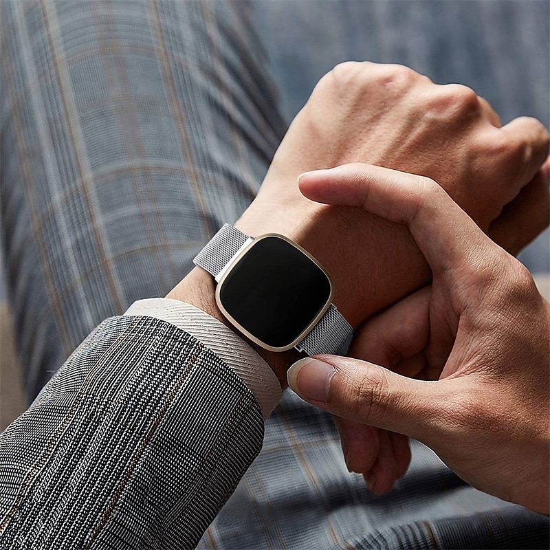 Reim til Smartklokke Kompatibel med Fitbit Versa 4 Sense 2 Versa 3 Sense Rustfritt stål Smartklokke Stropp Pustende Støtsikker Milanesisk rem Erstatning Armbånd 2025 - $45.13 –P6