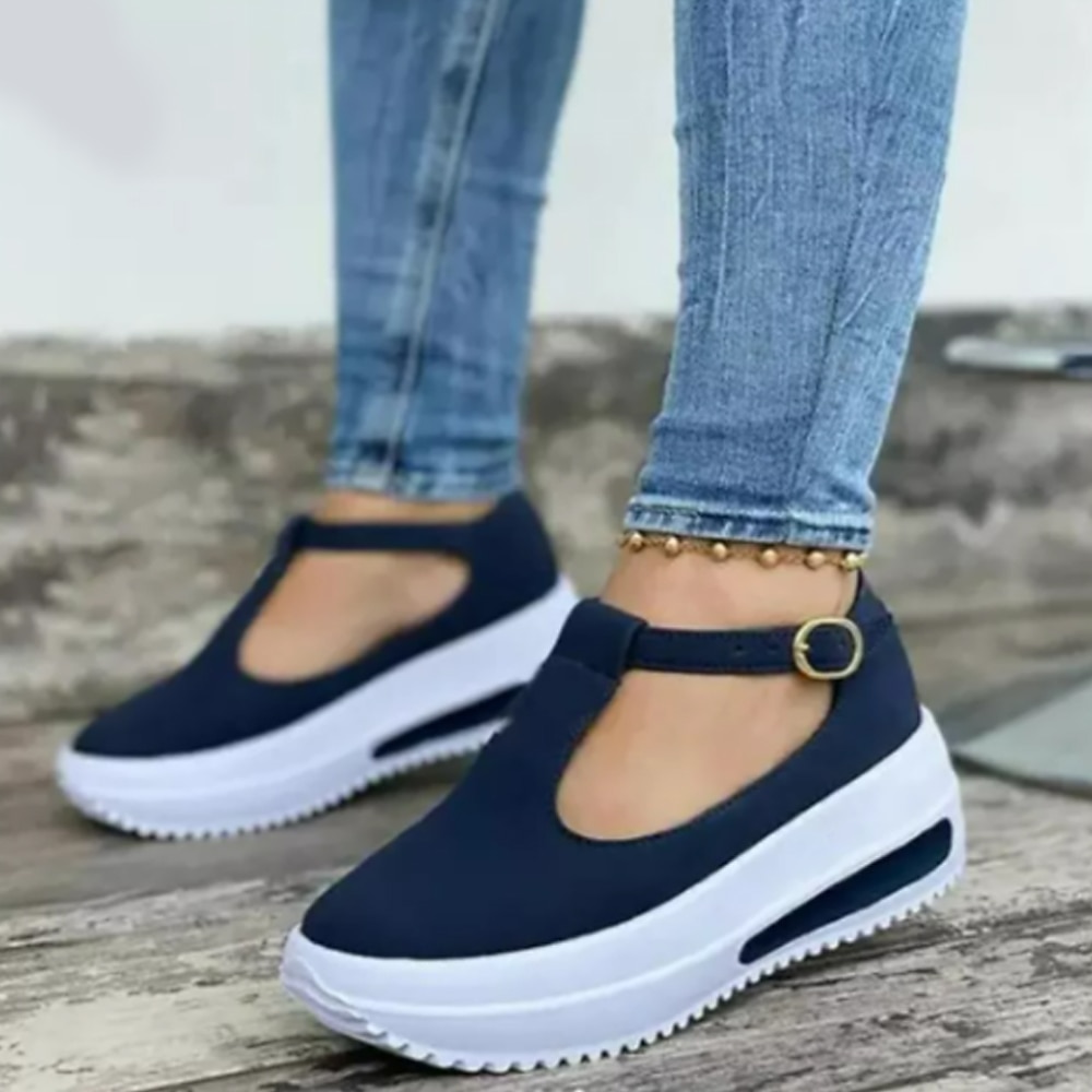 Damen Plateau-T-Strap-Sneaker – lässige schwarz-weiße Mary-Jane-Schuhe mit dicker Sohle zum Gehen und für den Alltag 2025 - $21.99 -P5
