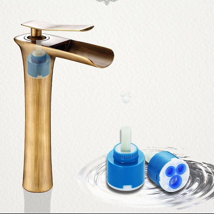 Bathroom Sink Faucet,Brass Waterfall Centerset Single Handle One Hole Bath Taps 2025 - $121.99 –P2