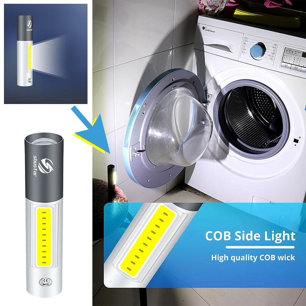 2 packs mini led-zaklamp usb oplaadbaar 3 verlichtingsmodi waterdichte zaklamp telescopische zoom stijlvol draagbaar pak voor nachtverlichting 2025 - $13.49 –P7