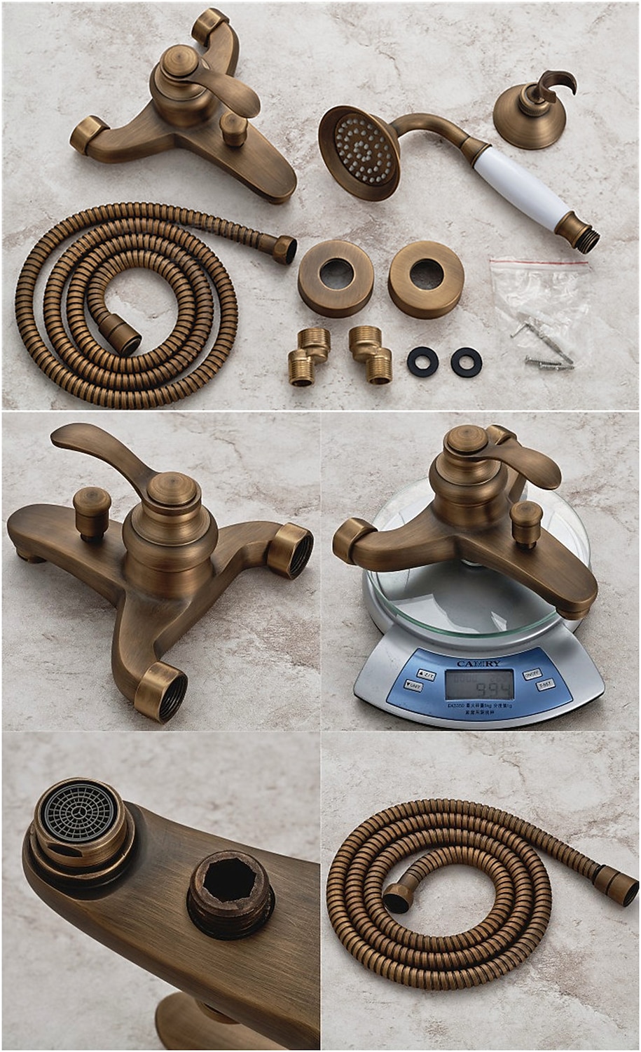 robinet de douche, robinet de douche en laiton antique setrainfall poignée unique trois trous système de douche antique valve en céramique mitigeurs de bain douche avec interrupteur d'eau chaude et de 2026 ? $184.99 –P3