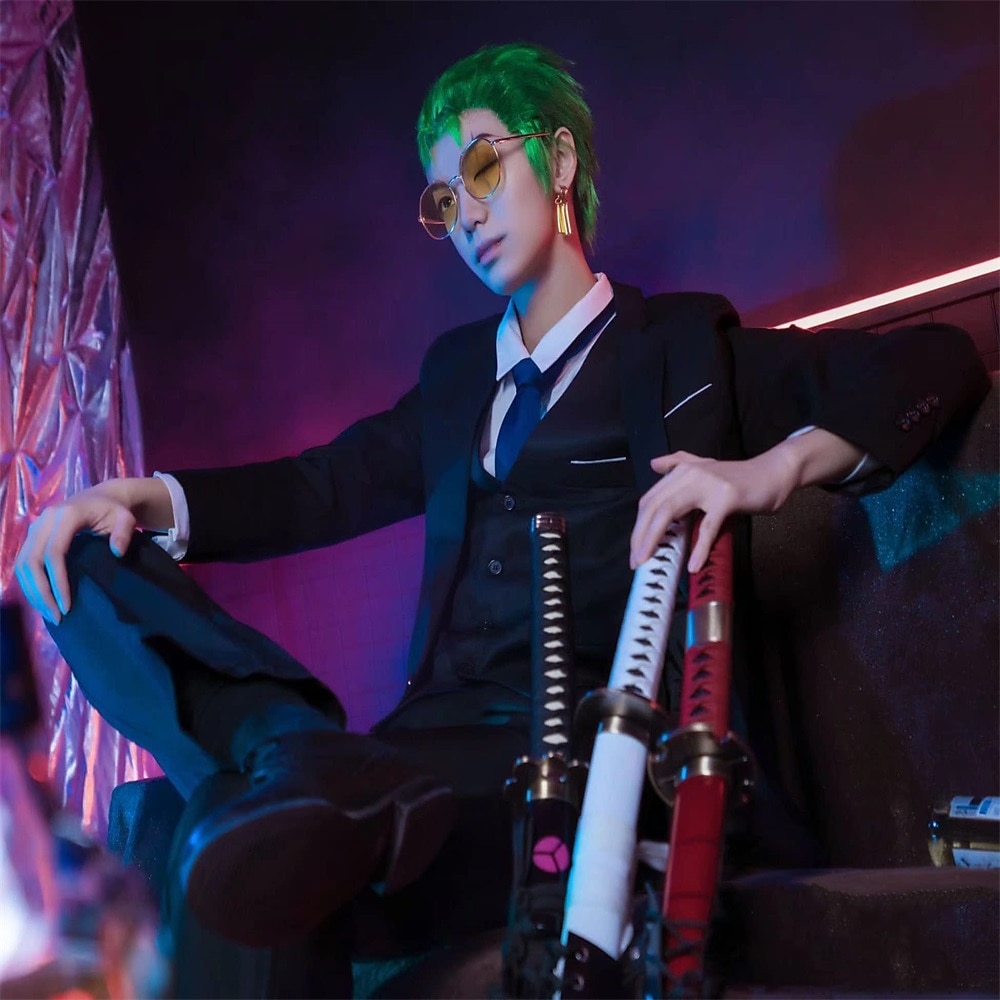 un pezzo roronoa zoro parrucche breve roronoa zoro un pezzo parrucche verde cosplay capelli sintetici anime del partito sintetico di halloween del 2025 a $23.99 –P7