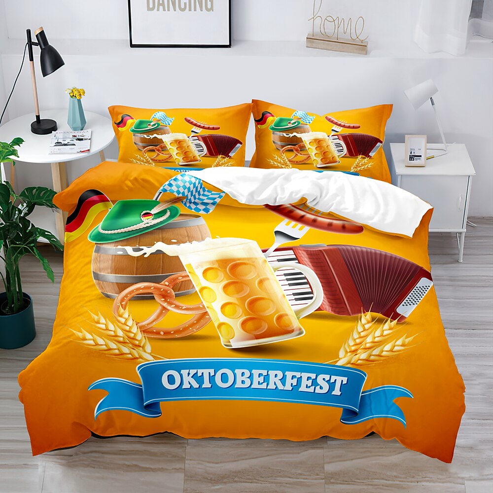 oktoberfest beer festival 3-delt dynetrekk sett hotellsengesett dynetrekk inkluderer 1 dynetrekk, 2 putevar for dobbeltrom/dronning/konge(1 putevar for tvilling/enkeltrom) 2025 - $45.99 –P1