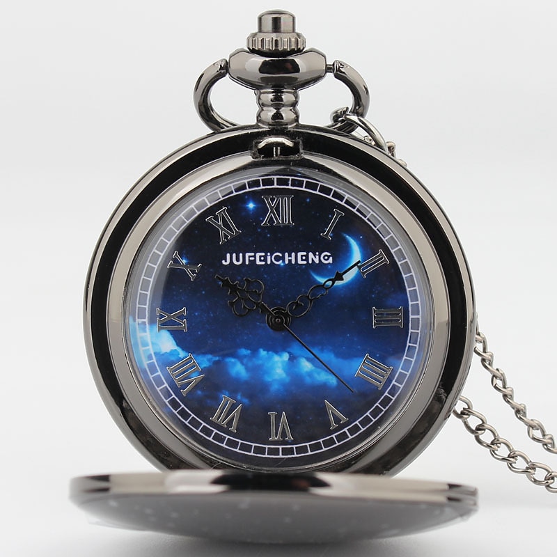 Quartz Pocket Watch Men Women Blue Starry Sky Roman Dial Retro Punk Quartz Pocket Watches with Fob Chain Necklace Christmas Birthday Gifts 2025 - $15.99 –P1
