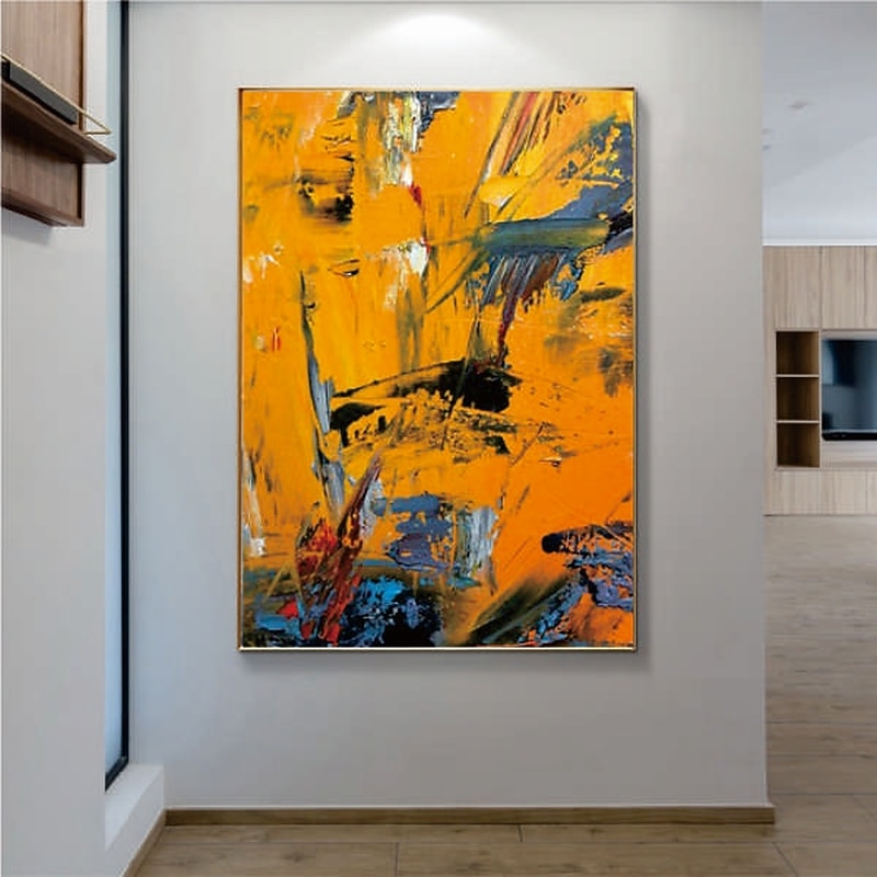 Handmade Hand Painted Oil Painting Wall Art Modern Abstract Orange ...