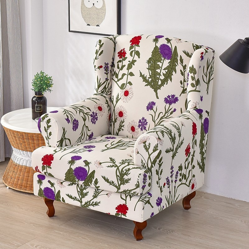 1 Set of 2 Pieces Stretch Wingback Chair Cover Floral Printed Wing Chair Slipcovers Spandex Fabric Wingback Armchair Covers with Elastic Bottom for Living Room Bedroom Decor 2025 - $60.99 –P5