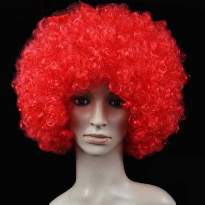 karneváli parókák molett yaki afro göndör bob paróka közepes hosszúságú barna szintetikus haj férfi nő gyerekek aranyos cosplay piros színű karneváli parókák halloween parókák 2025 - $14.49 –P10